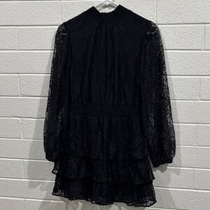 Express Elegant Black Lace Long Sleeve Dress